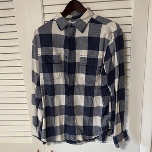 Men's Blue and White Checkered Shirt